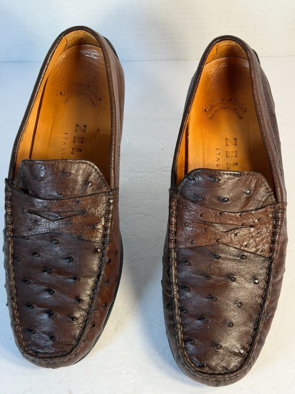 Men's Zelli Roma size 9 Brown Ostrich leather shoes - Picture 4 of 16
